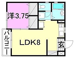 コーポ三瀬 1LDKの間取図画像