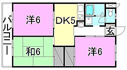 レーベンイケダ土居田2 3DKの間取図画像
