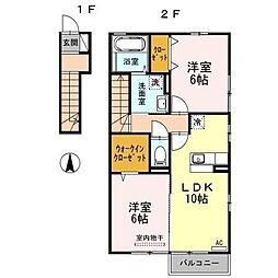 セジュール小坂A 2LDKの間取図画像