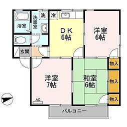 フローラルコート 3DKの間取図画像