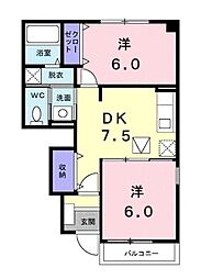 メゾングレイス 2DKの間取図画像
