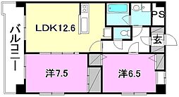 プレジール来住 2LDKの間取図画像
