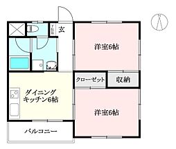 寿ハイツ 2DKの間取図画像