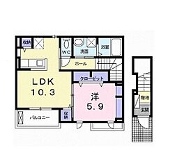 サン住吉双葉1 1LDKの間取図画像
