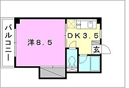 コンフォート今市 1DKの間取図画像