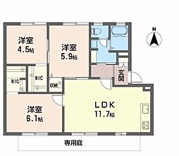 フレグランス小坂B 3LDKの間取図画像