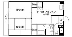 エクシード久万ノ台 2DKの間取図画像
