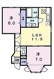 セントラルヒルズ1 2LDKの間取図画像