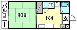 サンピア重信 1Kの間取図画像