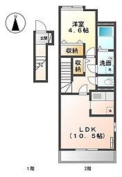 カーサセン 1LDKの間取図画像