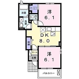 プルマージュAR 2DKの間取図画像