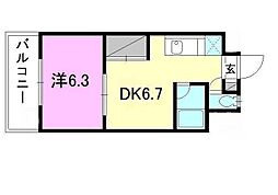 フォレストコート 1DKの間取図画像