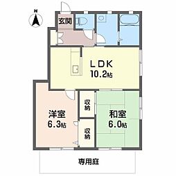 グランコート久万ノ台D 2LDKの間取図画像