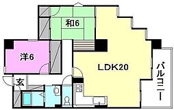 グランセル松山 2LDKの間取図画像