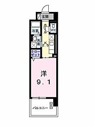 ルミエール山越 1Kの間取図画像