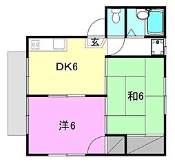 コーポ椿 2DKの間取図画像