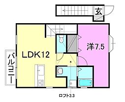 ティンカーベル 1LDKの間取図画像