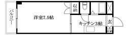 第6井上マンション 1Kの間取図画像