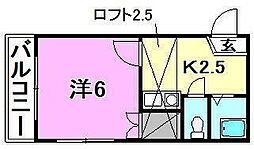 アロッジオ桜ケ丘 1Kの間取図画像