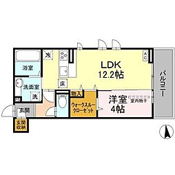 クランツ朝美 1LDKの間取図画像