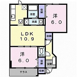 ヴィラ・マリーンA 2LDKの間取図画像