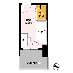 ロイヤルパークスER万代 ワンルームの間取図画像