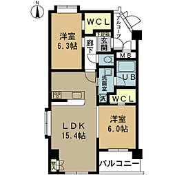 ファーストクラス神道寺 2LDKの間取図画像