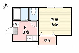 メリーズコート 1Kの間取図画像