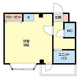 ライフ旭町 ワンルームの間取図画像