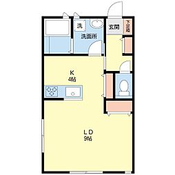 MODEST関屋大川前 ワンルームの間取図画像