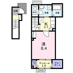 グリーンピアA 1Kの間取図画像