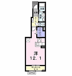 イハナB ワンルームの間取図画像