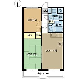 ラーレTOKIMEKI2 2LDKの間取図画像