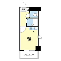 パレ・ドール日の出 ワンルームの間取図画像