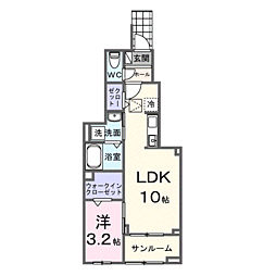ソレイユ 1階1LDKの間取り