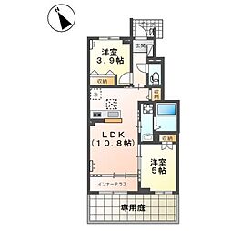 鶴ヶ島市脚折町6丁目アパートII期新築工事 1階2LDKの間取り