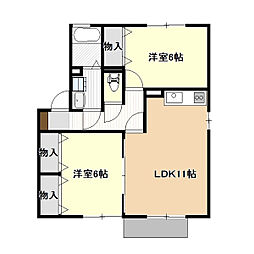 ベルウッドB 2LDKの間取図画像
