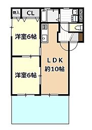 クレストC 2LDKの間取図画像