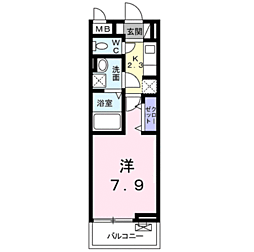 ラプルメリア 1Kの間取図画像