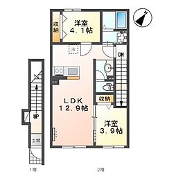 ル・ココン(鶴ヶ島市脚折町アパート新築工事) 2LDKの間取図画像