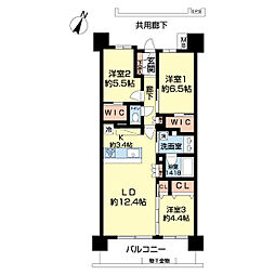 ウィザースレジデンス袖ケ浦 3LDKの間取図画像