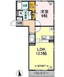 ヴァンベール 1LDKの間取図画像