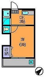 近鉄奈良線 生駒駅 徒歩10分の賃貸マンション 1階1DKの間取り