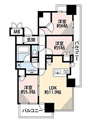 シティタワー蕨 3LDKの間取図画像