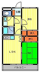 エーデルハイム 2LDKの間取図画像