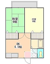 三和ハイツ 2階2DKの間取り