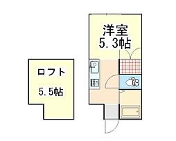ロフト下妻 107 1階ワンルームの間取り