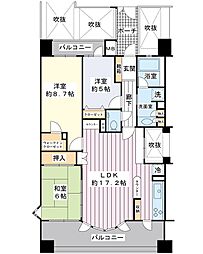 レクセルプラッツァ南行徳 3階3LDKの間取り