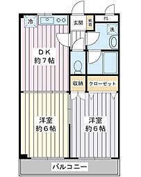 プラザ・ステビア 2DKの間取図画像
