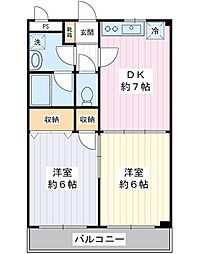 プラザ・ステビア 2DKの間取図画像